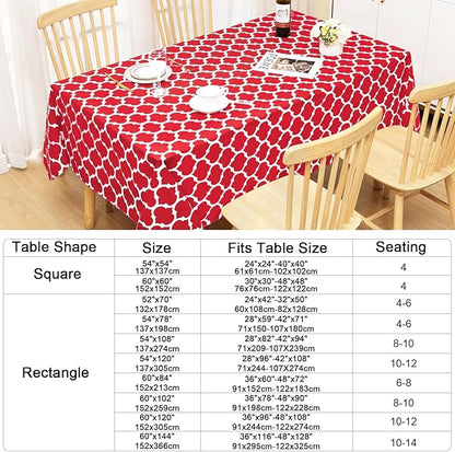 Smiry Rectangle Table Cloth, Waterproof Vinyl Tablecloth with Flannel Backing for Rectangle Tables, Wipeable Spillproof Plastic Tablecloths for Dining, Camping, Indoor and Outdoor (54"x108", Red)