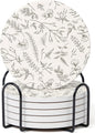 Set of 6 Floral Ivory and Gray Coasters by Hoomey