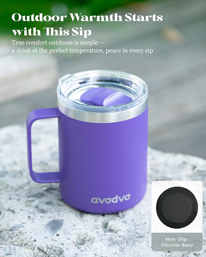 12oz Insulated Coffee Mug with Lid – Includes Two Lids, Stainless Steel Coffee - Image 6