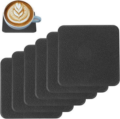 uxcell 6 Pcs Faux Leather Coasters, 3.9 x 3.9 Square Coasters by uxcell