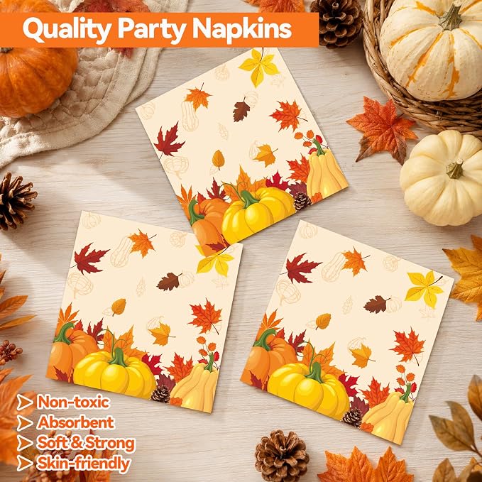 50PCS Fall Paper Plates and Napkins, 7inch Thanksgiving Party Decorations | - Image 4