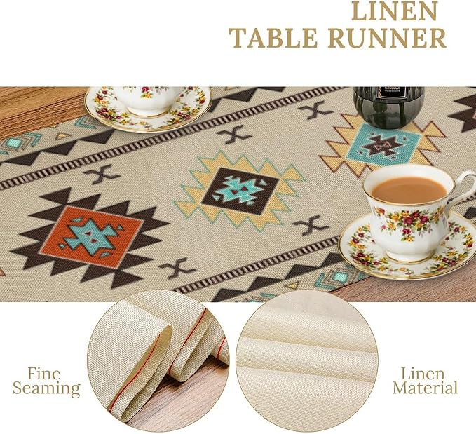 Aztec Southwest Table Runner, Ethnic Style Design Geometric Table Runners - Image 6
