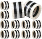 CLEENTABLE Epoxy Resin Napkin Rings - 12-Pcs Handmade Elegant Napkin Holders for Table Décor, Dining, Weddings, Holidays & Special Events - Durable & Lightweight, Easy to Clean (Black White)