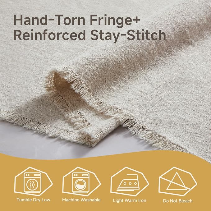 14 x 120 Inches Frayed Edge Table Runner, 270G Heavyweight Sand Washed Slub - Image 7