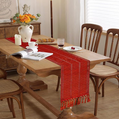 Christmas Table Runner for Red Tassel Home Decor 72 Inches Long, Winter Xmas - Image 7