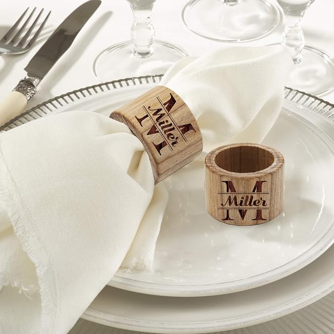 The Wedding Party Store Custom Personalized Wood Napkin Rings - Image 3