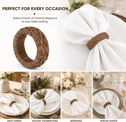 Cane Napkin Rings, Dark Brown, lacquered finish, 2.25x2.25x0.5 in, holds cloth - Image 5