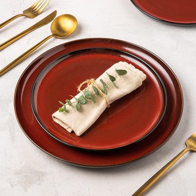 LERATIO Ceramic Dinner Plates Set of 4, 10.5 Inch Reactive Glaze Plate Sets | - Image 6