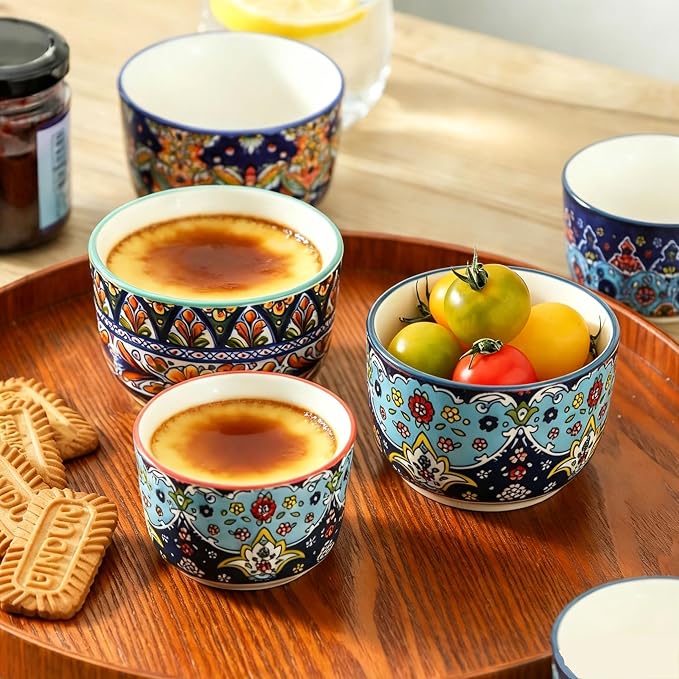 4 oz Ramekins Oven Safe Set of 6, Ceramic Sauce Cups, Bohemian | Ideal - Image 7