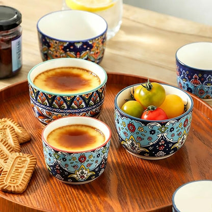 4 oz Ramekins Oven Safe Set of 6, Ceramic Sauce Cups, Bohemian | Ideal - Image 7