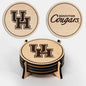 LazerEdge Houston Cougars Wooden Coaster Set - Maple Wood - Officially Licensed Product - 4-Pack