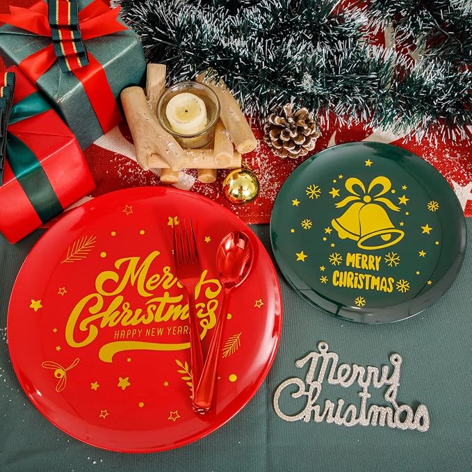 175pcs Christmas Plates Plastic Disposable - Image 9