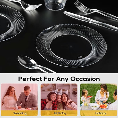 FOCUSLINE 7 Inch Clear Plastic Plates, Premium Hard Plastic - Image 7