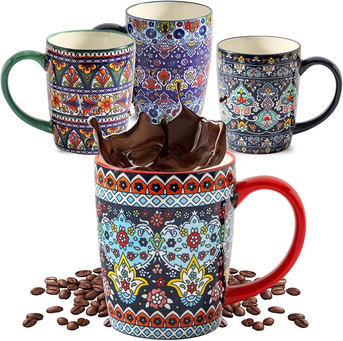 HASENSE Coffee Mugs, 15 OZ Coffee Cups Ceramic Set of 4 by Hasense
