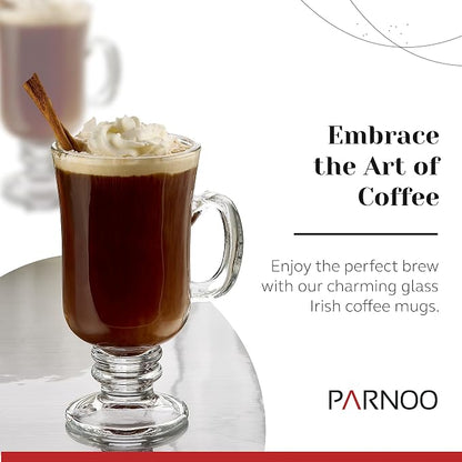PARNOO Irish Coffee Mugs - 8 oz - Clear Glasses - Image 2