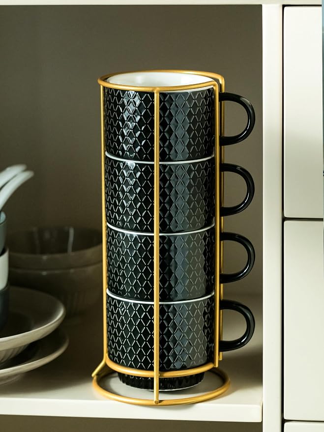 LYEOBOH Stackable Coffee Mugs Set of 4 - Image 9
