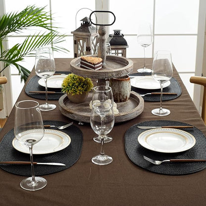 FunWheat Oval Braided Placemats Set of 4 Table Mats for Dining Tables Washable Heat Resistant Place Mats for Indoor Outdoor Use 12 x18 Inch(Oval Black, 4pcs)