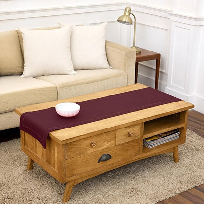 Solino Home 100% Pure Linen Table Runner Burgundy Hemstitch, 14 x 48 in | by SolinoHome