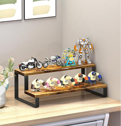 ELITEROO Wooden Display Riser Stand, Tiered Perfume and Cologne Organizer Stand, 2 Tier Rustic Display Shelf for Party,Makeup,Figures,Cupcake,Perfume,Dessert,Candles