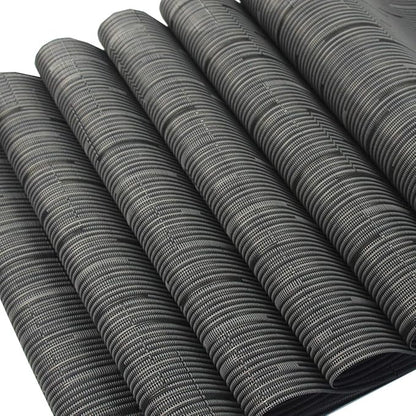 Placemats for Dining Table Washable Woven Vinyl Placemats Heat-resistand Table Dinner Placemats Set of 6 (Black)