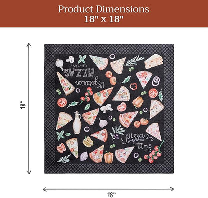 Maison d' Hermine Cloth Napkins Set of 4 100% Cotton Everyday Reusable Square Napkins Cloth Washable Dinner Party Wedding Restaurant Valentines Day Decorations Spring/Summer (Pizza, 18" x 18")