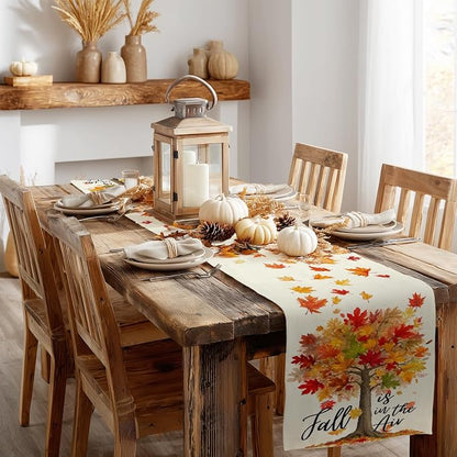 Fall Table Runner 13 x 120 Inch, Maple Leaves Autumn Farmhouse Decor - Image 7