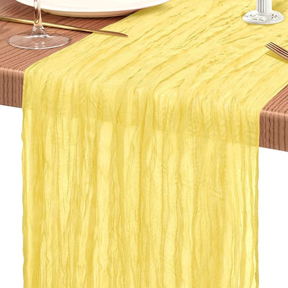 4 Pack Cheesecloth Table Runner 10FT Light Yellow Table Runner Boho Gauze - Image 9