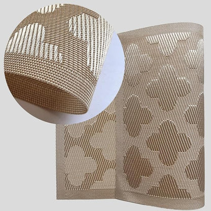 Elegant Placemats Vinyl Woven Heat-Resistant Placemats Set of 4 Washable Easy to Clean Table Mats for Dining Room and Decorate (Gold)