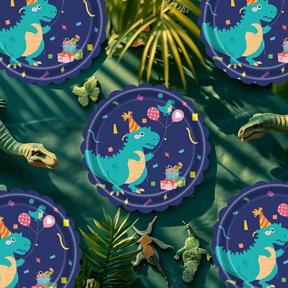 Dinosaur Birthday Paper Plates 7 Inch Scalloped Party Dessert Plates 50 Pcs - Image 2