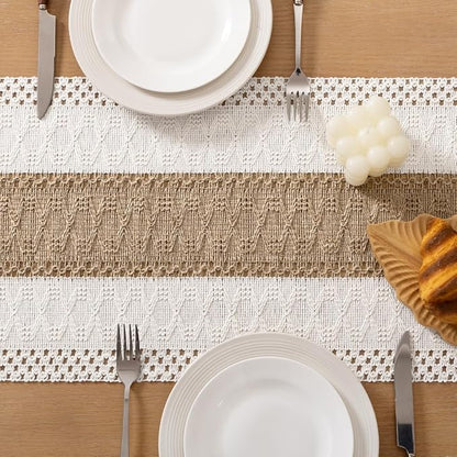 Boho Table Runner Summer Farmhouse Rustic Dining Dresser Scarf Home Decor | - Image 3