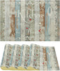 Vintage Farmhouse Placemat Set, Green Blue Rustic Wooden Plank Art Sketch Cutlery Knife Fork Inspirational Quotes Pattern Home Decor Linen Table Mats for Dining Room Kitchen Party (17x12in) x4P