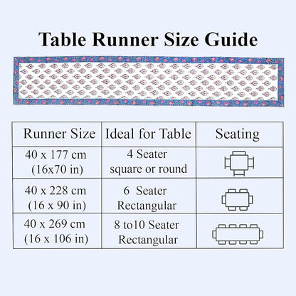 Rudy Blue Hand Block Print 100% Cotton Reusable Table Runner 16" X 106" Inches - Image 9