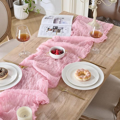 3 Pack Pink Cheesecloth Table Runners, 120 Inch 10Ft Blush Pink Gauze Table - Image 2
