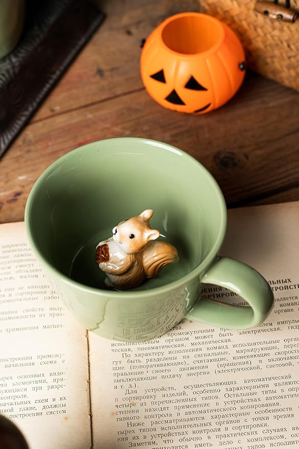 DIHOclub Squirrel Ceramic Cup Hidden 3D Animal Inside Mug, Cute Cartoon - Image 3