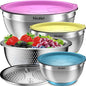 Nicdiet Mixing Bowls with Airtight Lids, Stainless Steel Mixing Bowl Set with 3 by AUFETQ
