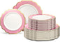 " OCCASIONS " 120 Plates Pack,(60 Guests) Heavyweight Premium Wedding Party Disposable Plastic Plates Set -60 x 10.5'' Dinner + 60 x 8'' Salad/Dessert(Imperial in Light Pink & Gold)