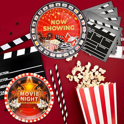 180Pcs Movie Night Party Supplies Paper Plates and Napkins Serve 60 | - Image 4