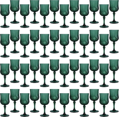 48Pack Plastic Wine Glasses, 7oz Vintage Goblets by LEYIQU