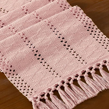 DeZerlor Boho Macrame Table Runner Spring Easter Farmhouse Woven Table Runner - Image 5