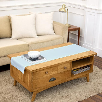 Solino Home Cotton Linen Table Runner Blue, Hemstitch Collection 14 x 48 in | by SolinoHome