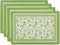 Green Floral Placemats Set of 4 Chinoiserie Boho Flowers Linen Fabric Rectangle Table Mat 12x18 Inch Washable Heat Resistant Outdoor Seasonal for Kitchen and Dining Table Decor