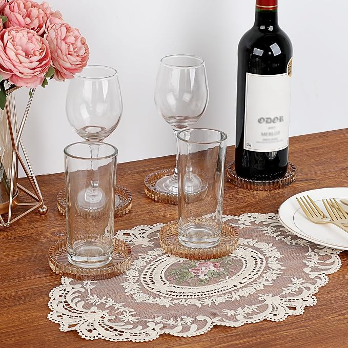 Modern Clear Glass Coaster Set of 8- Coffee Table Coasters, Crystal Coaster - Image 2