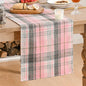 Artoid Mode Pink Grey Farmhouse Plaid Spring Table Runner, Winter Rustic by ArtoidMode