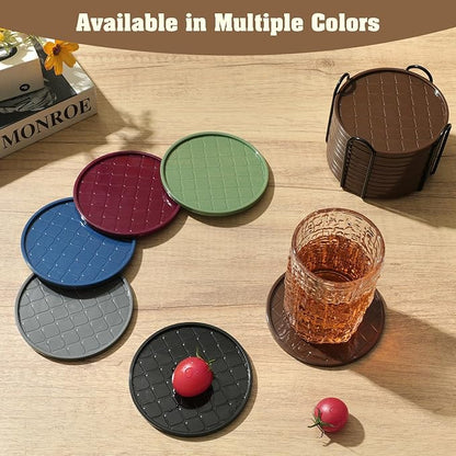 Coasters,Drink Coasters Set of 8 with Holder (Coffee, 12pcs)