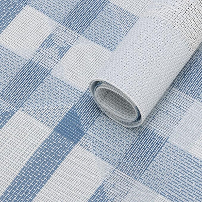 Winknowl Placemats Set of 4, Heat Resistant Stain Resistant Woven Vinyl Insulation Place mats, Durable Washable Elegant Table Mats for Kitchen Dining Table Decor (Geometric Blue)
