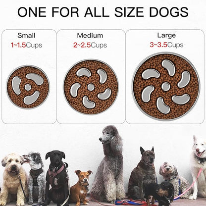 Slow Feeder Dog Bowl-3Cups for Large Breeds, Double Wall Food-Grade Stainless Steel, Heavy Duty with Non-Slip Rubber Base, Puzzle Maze Bowl to Slow Down Eating