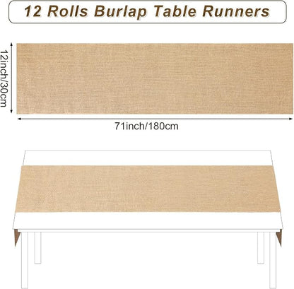 12 Pack Burlap Table Runners 12 x 71 Inch Rustic Table Runner Bulk Jute - Image 2