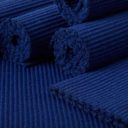 Encasa XO Dining Placemat Set of 6 | Solid Blue Color | Fine Ribbed Cotton Table mat | Size 19x13 in | Machine Washable