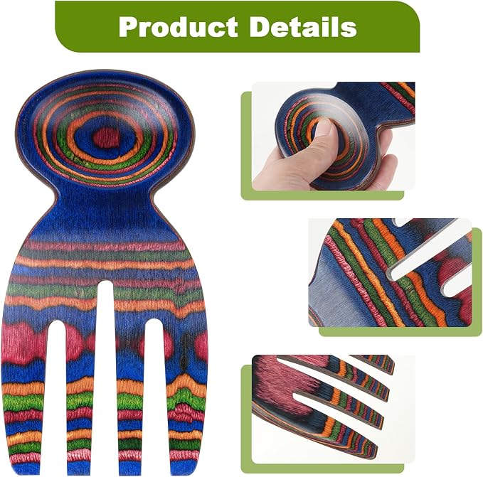 MYRAINBOW Salad Tongs, Salad Hand, Pakkawood Salad Tongs - Image 3
