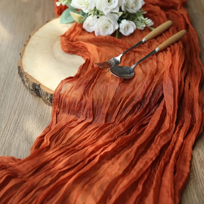 12 Pack Terracotta Cheesecloth Table Runner 10ft Boho Gauze Cheese Cloth Table - Image 5